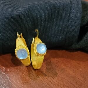 Elegant Gold Plated and Blue Earrings